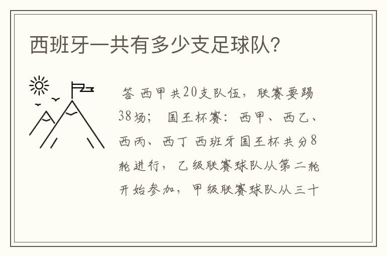 西班牙一共有多少支足球队？