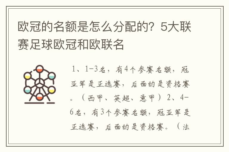 欧冠的名额是怎么分配的？5大联赛足球欧冠和欧联名