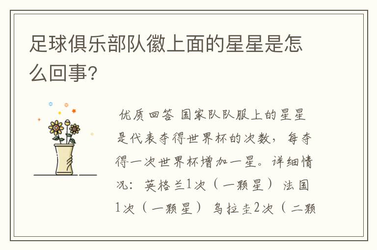 足球俱乐部队徽上面的星星是怎么回事?