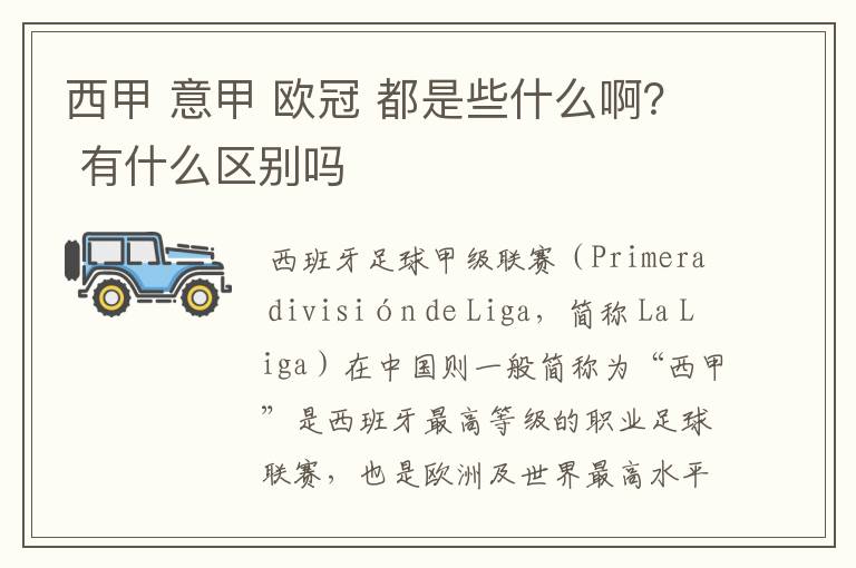 西甲 意甲 欧冠 都是些什么啊？ 有什么区别吗