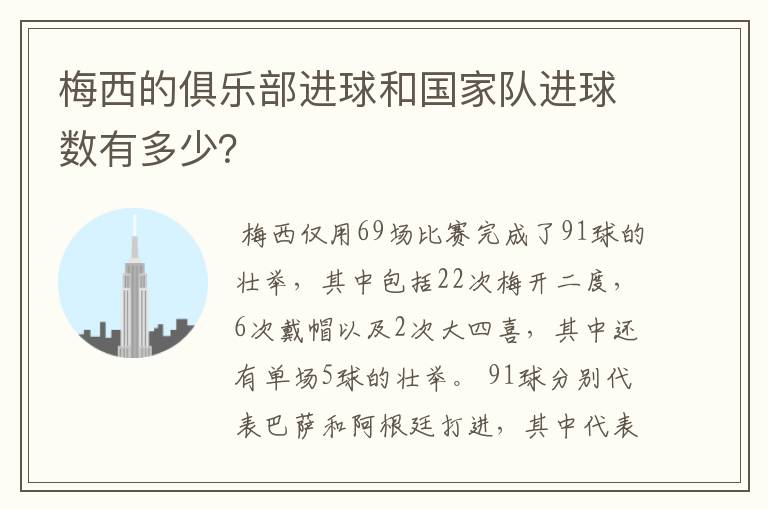 梅西的俱乐部进球和国家队进球数有多少？