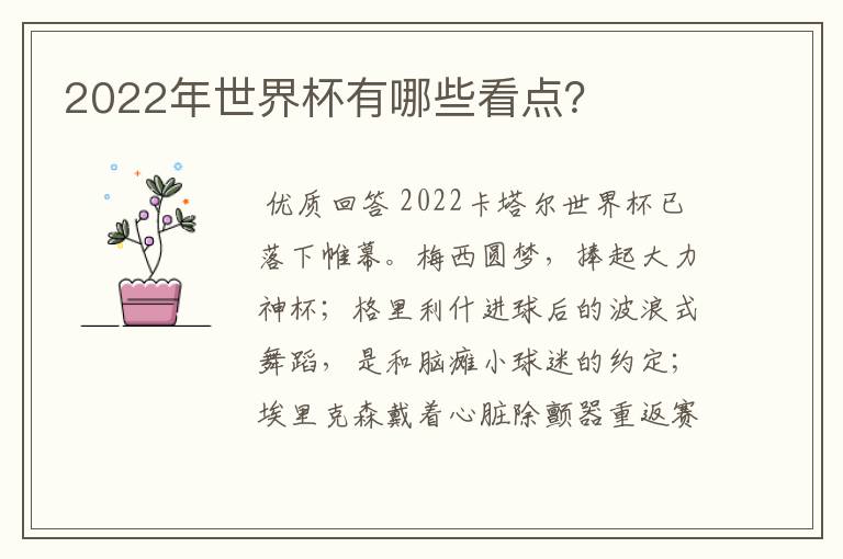 2022年世界杯有哪些看点？