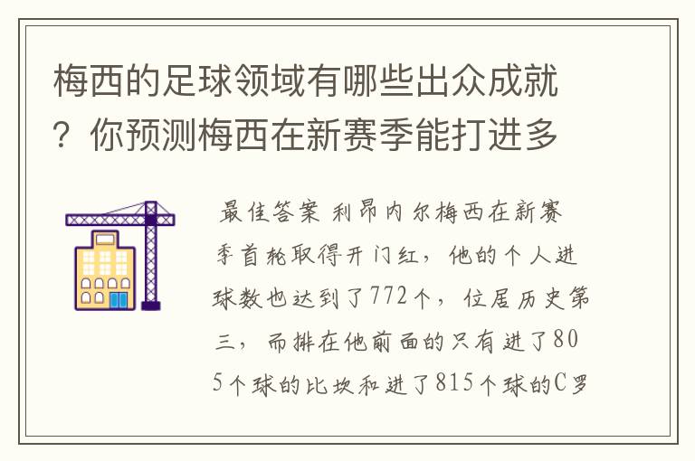 梅西的足球领域有哪些出众成就？你预测梅西在新赛季能打进多少进球呢？