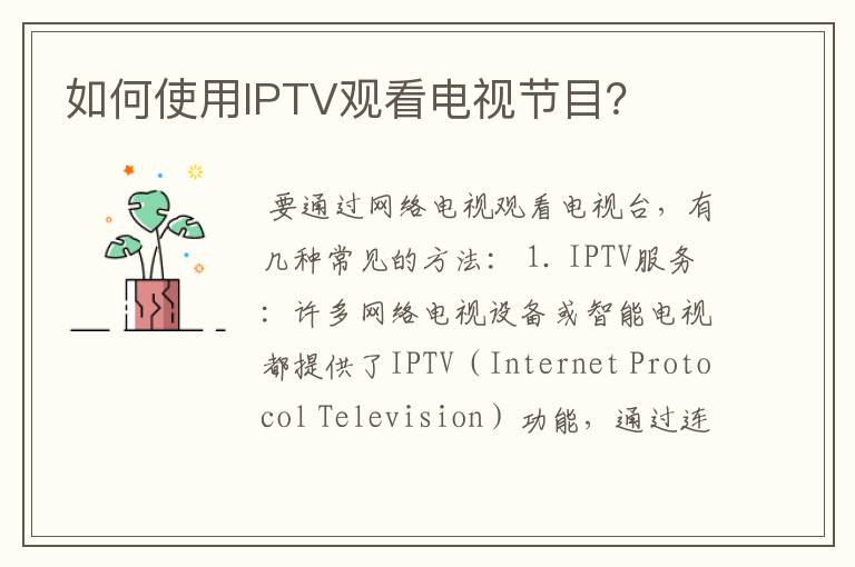 如何使用IPTV观看电视节目？