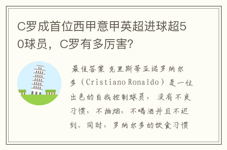 C罗成首位西甲意甲英超进球超50球员，C罗有多厉害？