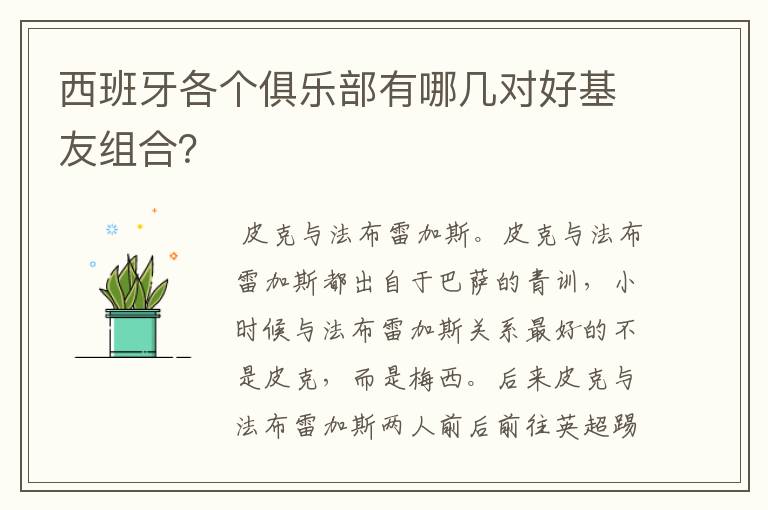 西班牙各个俱乐部有哪几对好基友组合？