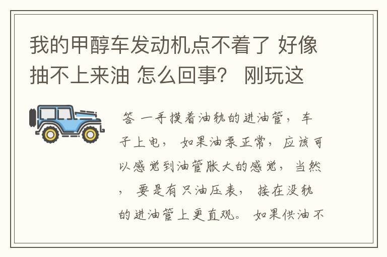 我的甲醇车发动机点不着了 好像抽不上来油 怎么回事？ 刚玩这车 不太明白！qq1446247817