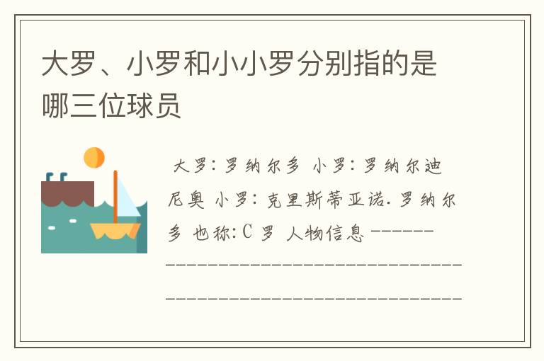 大罗、小罗和小小罗分别指的是哪三位球员