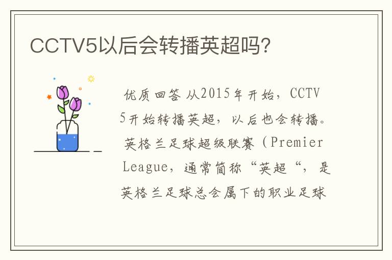 CCTV5以后会转播英超吗？