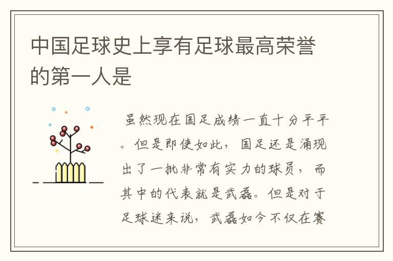 中国足球史上享有足球最高荣誉的第一人是