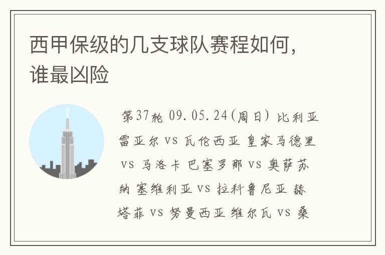 西甲保级的几支球队赛程如何，谁最凶险