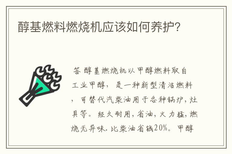 醇基燃料燃烧机应该如何养护？