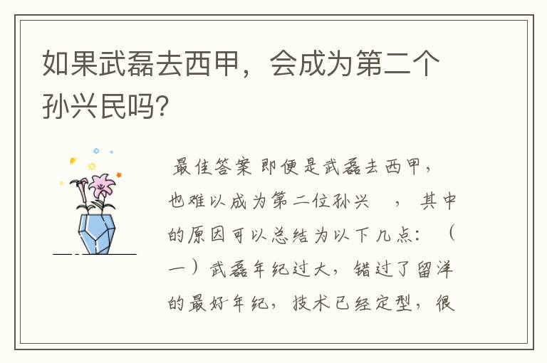 如果武磊去西甲，会成为第二个孙兴民吗？