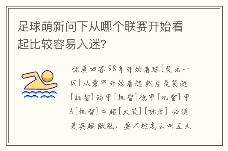 足球萌新问下从哪个联赛开始看起比较容易入迷？