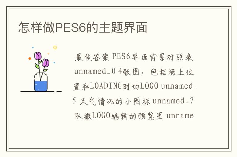 怎样做PES6的主题界面