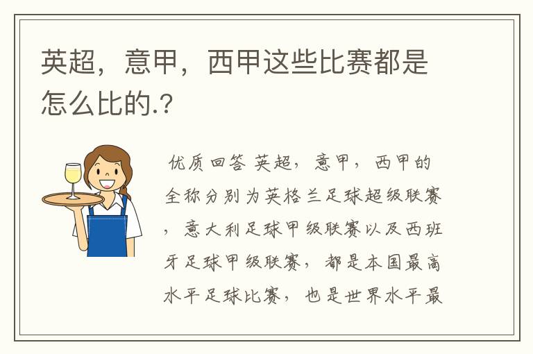 英超，意甲，西甲这些比赛都是怎么比的.?