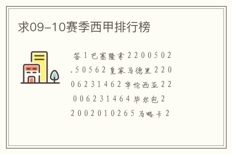 求09-10赛季西甲排行榜