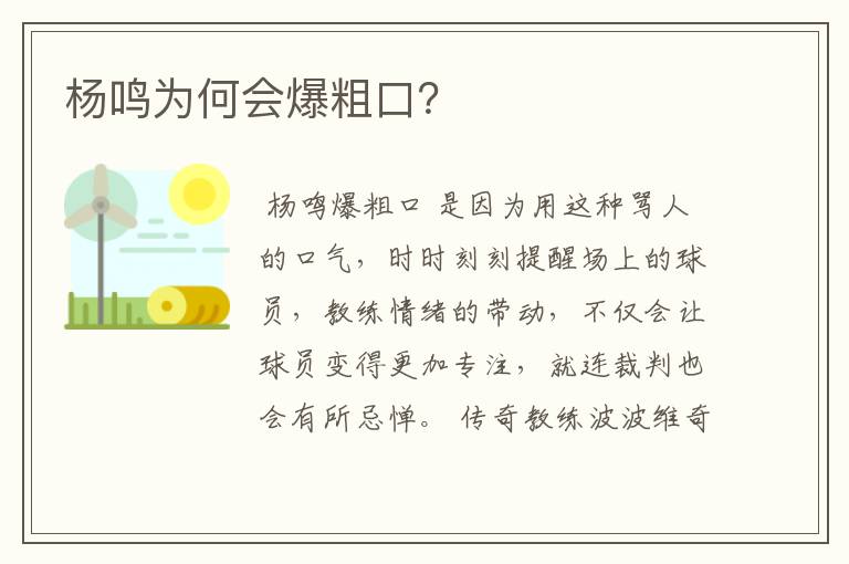 杨鸣为何会爆粗口？