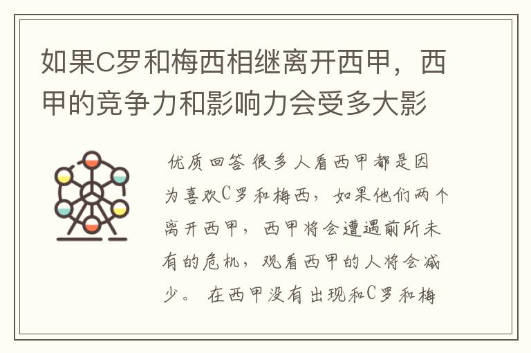 如果C罗和梅西相继离开西甲，西甲的竞争力和影响力会受多大影响？