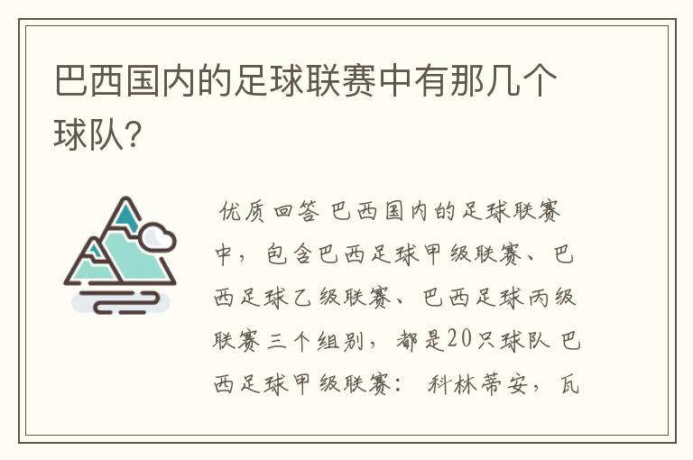 巴西国内的足球联赛中有那几个球队？