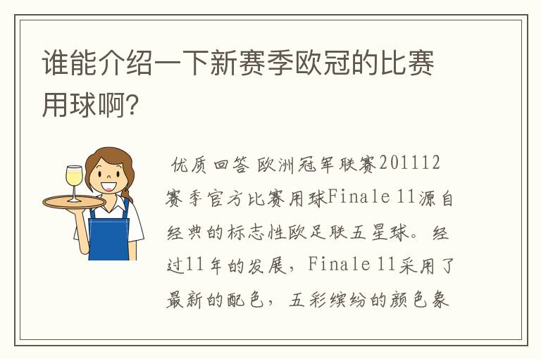 谁能介绍一下新赛季欧冠的比赛用球啊？