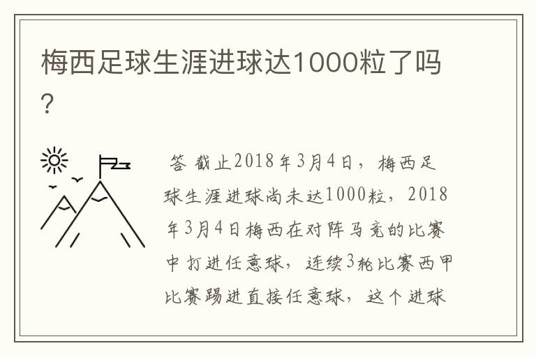 梅西足球生涯进球达1000粒了吗？