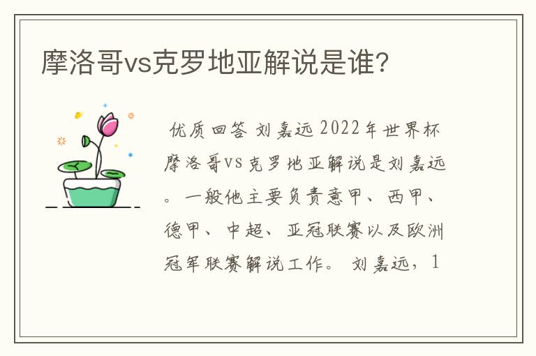 摩洛哥vs克罗地亚解说是谁?