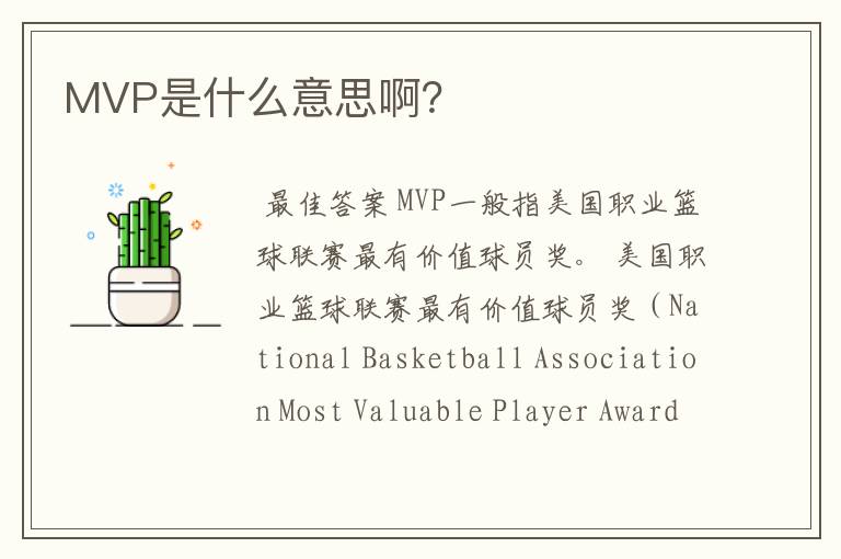 MVP是什么意思啊？