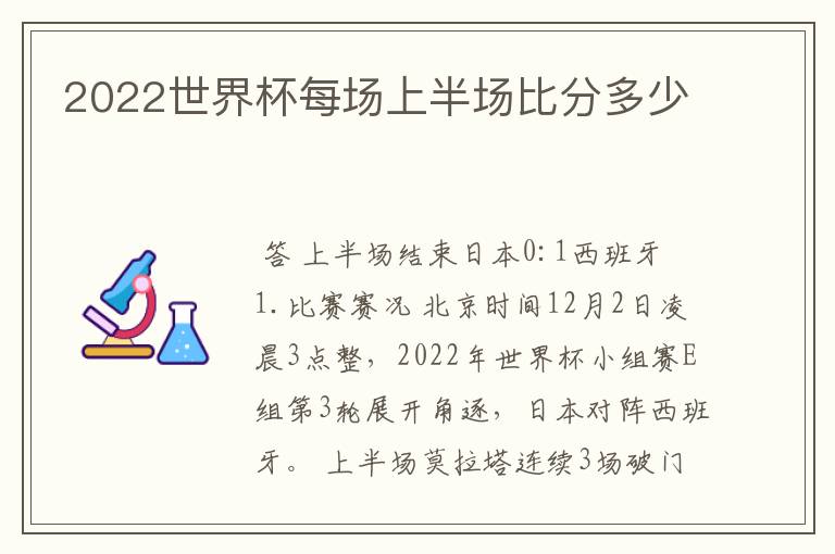 2022世界杯每场上半场比分多少