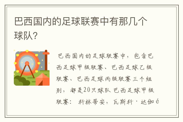 巴西国内的足球联赛中有那几个球队？