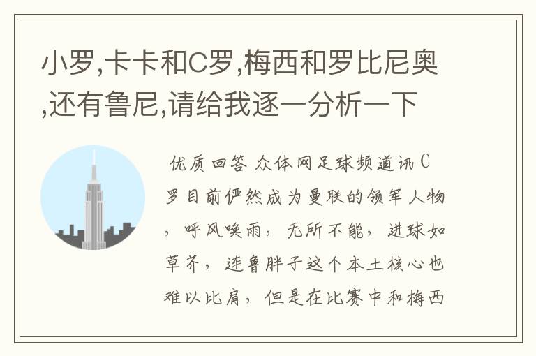 小罗,卡卡和C罗,梅西和罗比尼奥,还有鲁尼,请给我逐一分析一下!