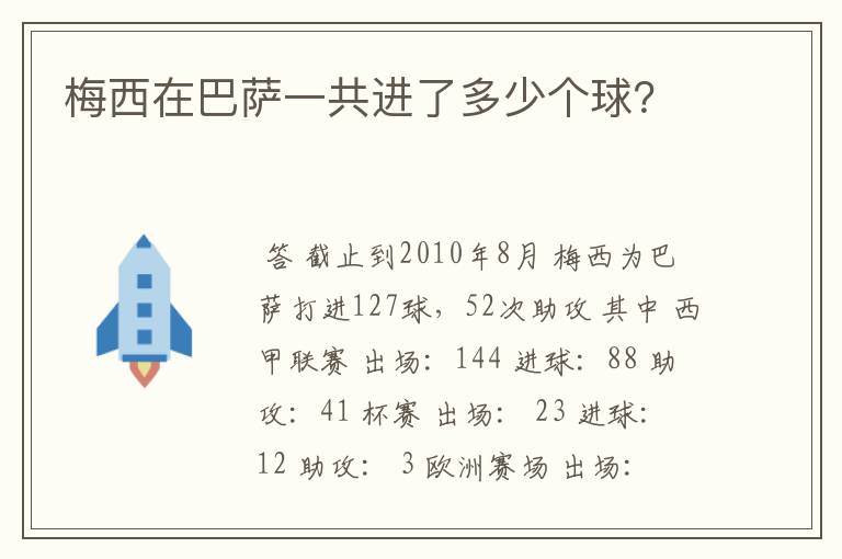 梅西在巴萨一共进了多少个球？