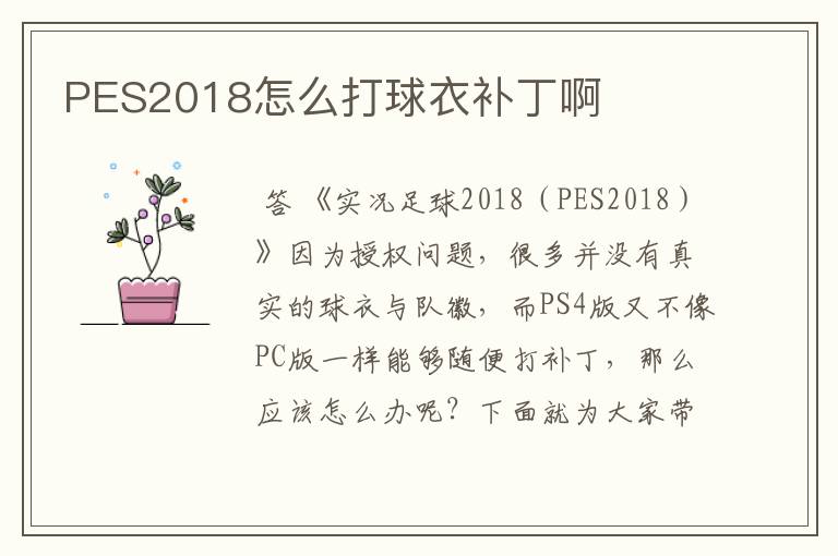 PES2018怎么打球衣补丁啊