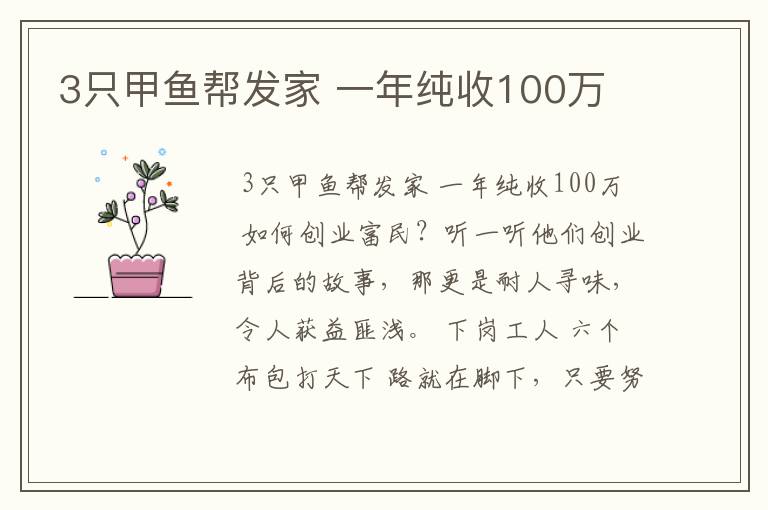 3只甲鱼帮发家 一年纯收100万