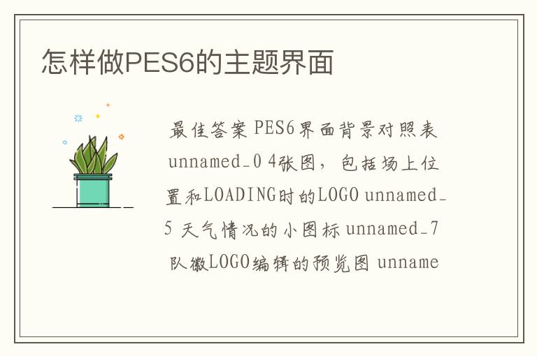 怎样做PES6的主题界面