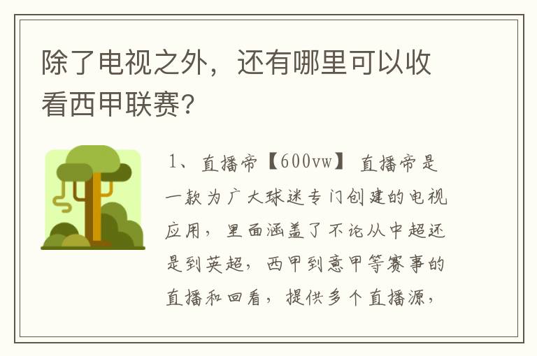 除了电视之外，还有哪里可以收看西甲联赛?