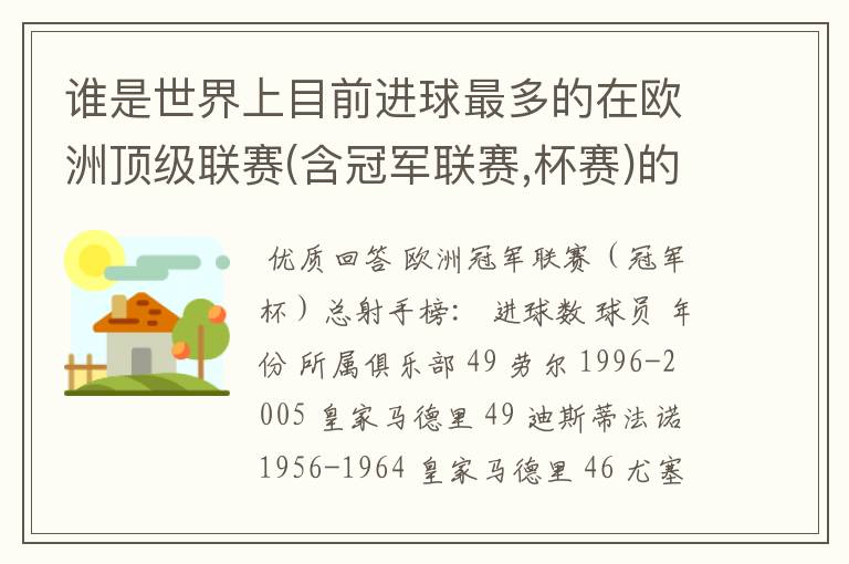 谁是世界上目前进球最多的在欧洲顶级联赛(含冠军联赛,杯赛)的现役球员?