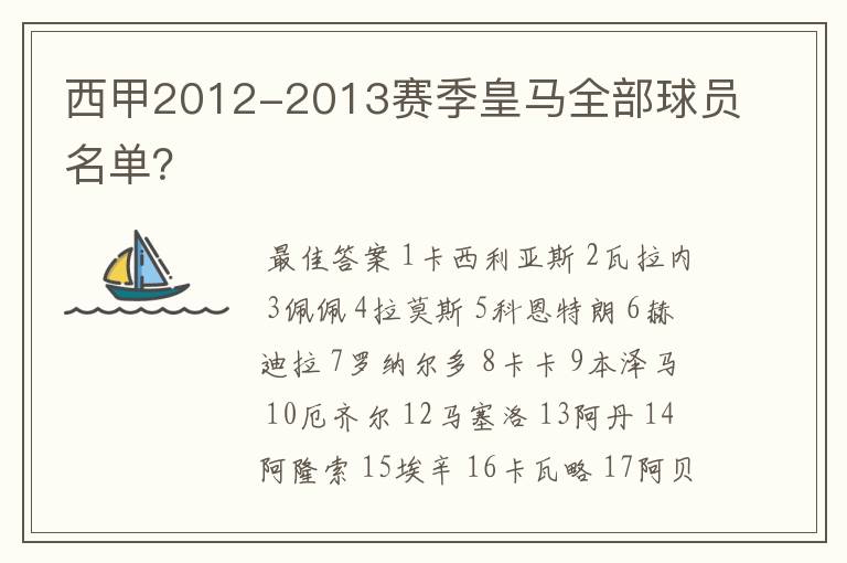 西甲2012-2013赛季皇马全部球员名单？