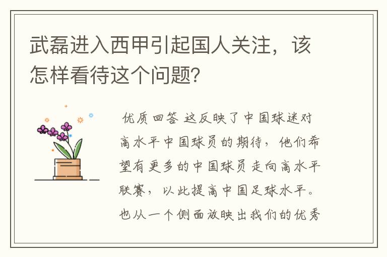 武磊进入西甲引起国人关注，该怎样看待这个问题？