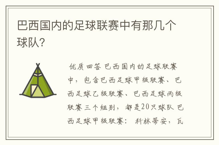 巴西国内的足球联赛中有那几个球队？