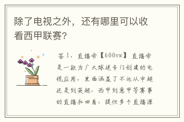 除了电视之外，还有哪里可以收看西甲联赛?