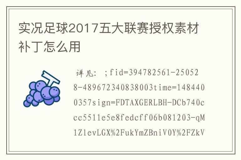 实况足球2017五大联赛授权素材补丁怎么用