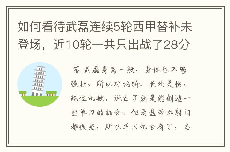 如何看待武磊连续5轮西甲替补未登场，近10轮一共只出战了28分钟？