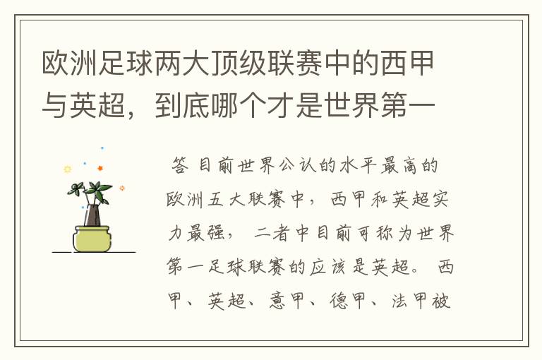 欧洲足球两大顶级联赛中的西甲与英超，到底哪个才是世界第一足球联赛?