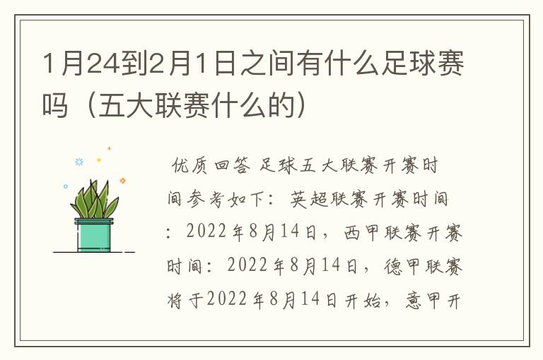 1月24到2月1日之间有什么足球赛吗（五大联赛什么的）