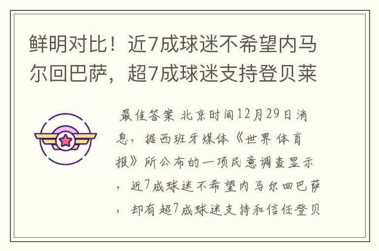 鲜明对比！近7成球迷不希望内马尔回巴萨，超7成球迷支持登贝莱！