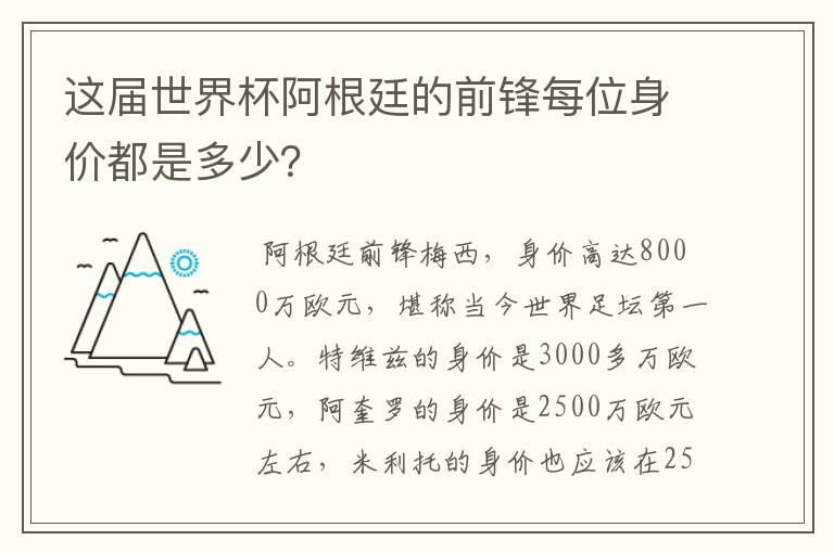 这届世界杯阿根廷的前锋每位身价都是多少？