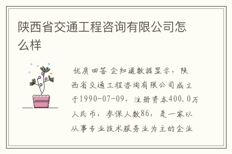 陕西省交通工程咨询有限公司怎么样