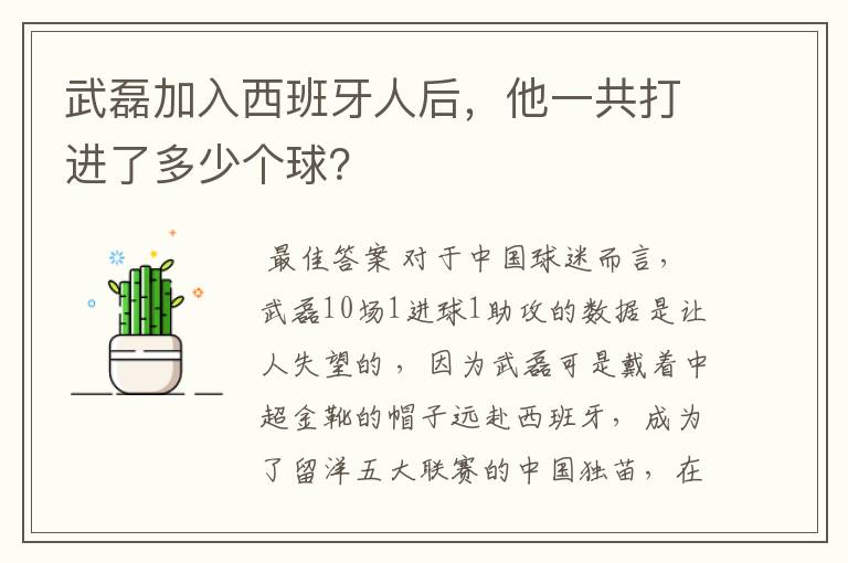 武磊加入西班牙人后，他一共打进了多少个球？