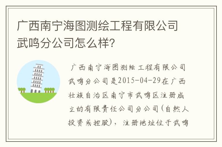 广西南宁海图测绘工程有限公司武鸣分公司怎么样？